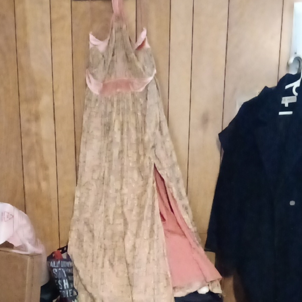 VENUS Gold and Pink Lace Dress